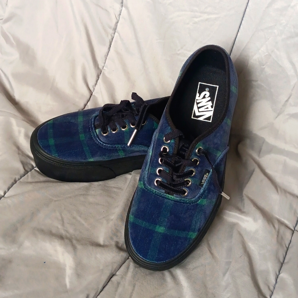 VANS Plaid Velvet Platform Sneakers